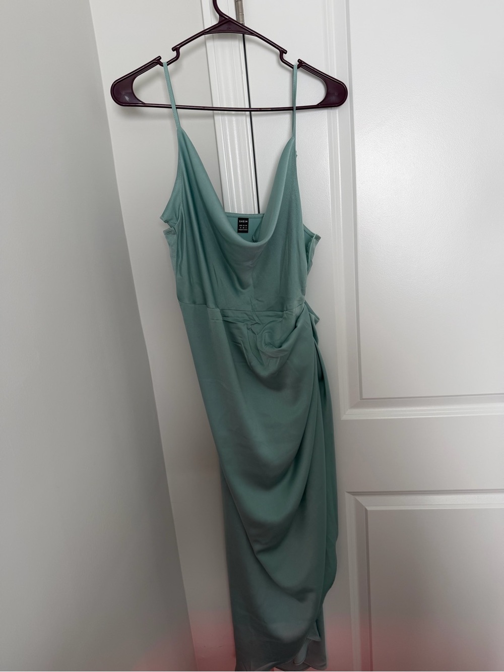 SHEIN Sage Green Cowl Neck Midi Slip Dress